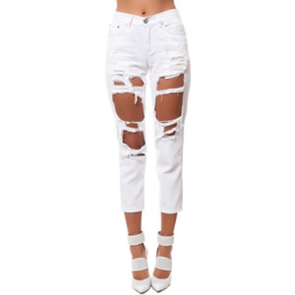 Reverse Ripped Boyfriend Jeans - Picture 1 of 3